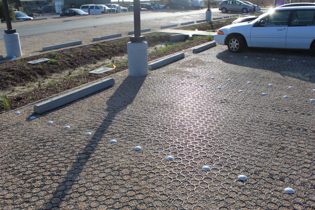 The type of paving considered can be used in parking lots